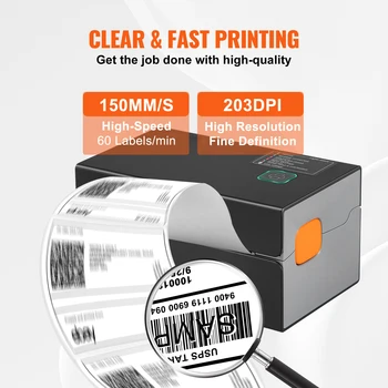 SucceBuy Thermal Label Printer Portable 300DPI for 4x6 Mailing Packages Printing w/ Bluetooth & Automatic Label Recognition 4