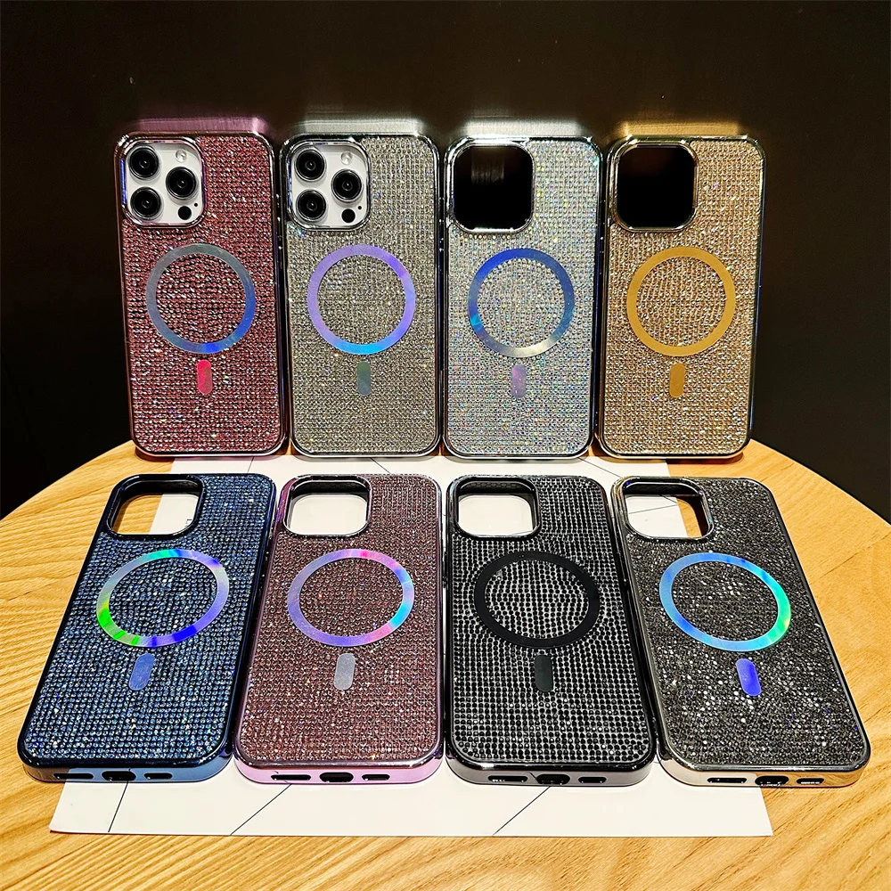 Acquista Con Lente Di Protezione Placca Custodia Per Telefono Per IPhone 15 14 13 12 11 Pro Max Plus Per Magsafe Carica Wireless Paraurti Glitter Cover In Italia A Partire Da 3.42 - Foto 8