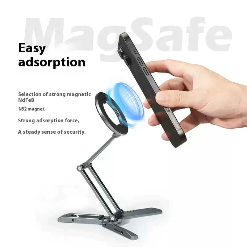 MagSafe Magnetic Folding Desk Mount with Arca Type Tripod Base - Aluminum Alloy Bracket