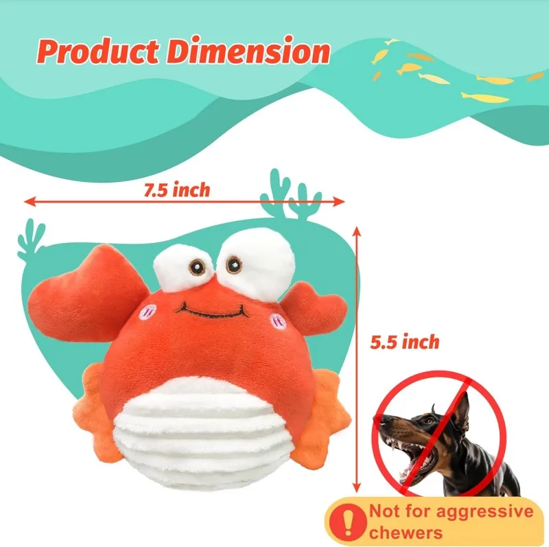 Crab Rechargeable Interactive Dog Toy with Motion-Activated Ball & Music Recording
