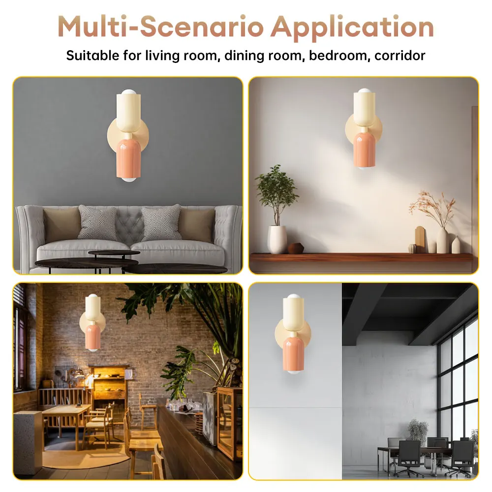 Modern LED Wall Lamp Nordic Minimalist Style Cream Wall Light Double Head Bedside Sconce for Bedroom Decoration Fixture
