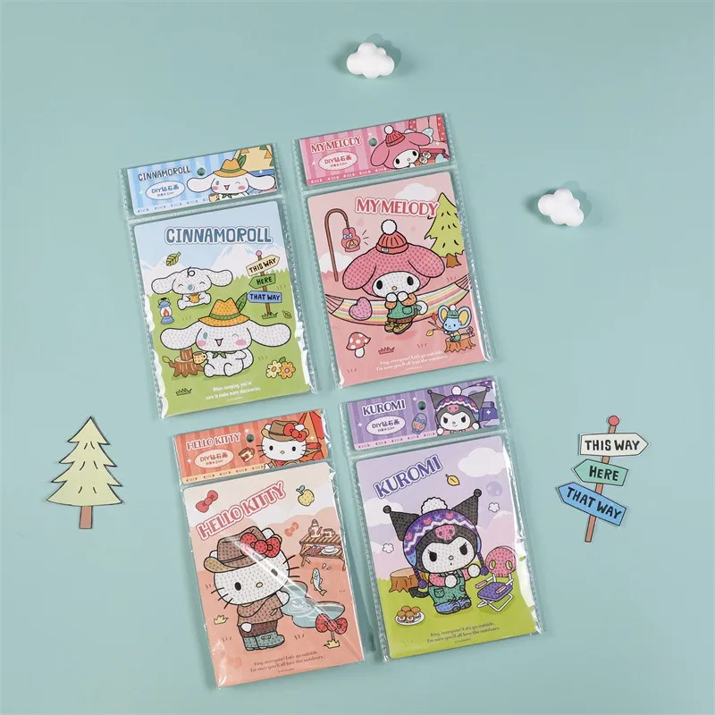 

Sanrio Cinnamoroll Kuromi Hello Kitty Diamond Painting Camping Series Student Cute Cartoon DIY Painting Kawaii Kids Toys Gift