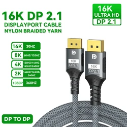 Ultra High - Definition DisplayPort Cable - 16K HDR, 8K@120Hz, 4K@240Hz, 80Gbps for Gaming and Entertainment (16K DP 2.1 - 1060)
