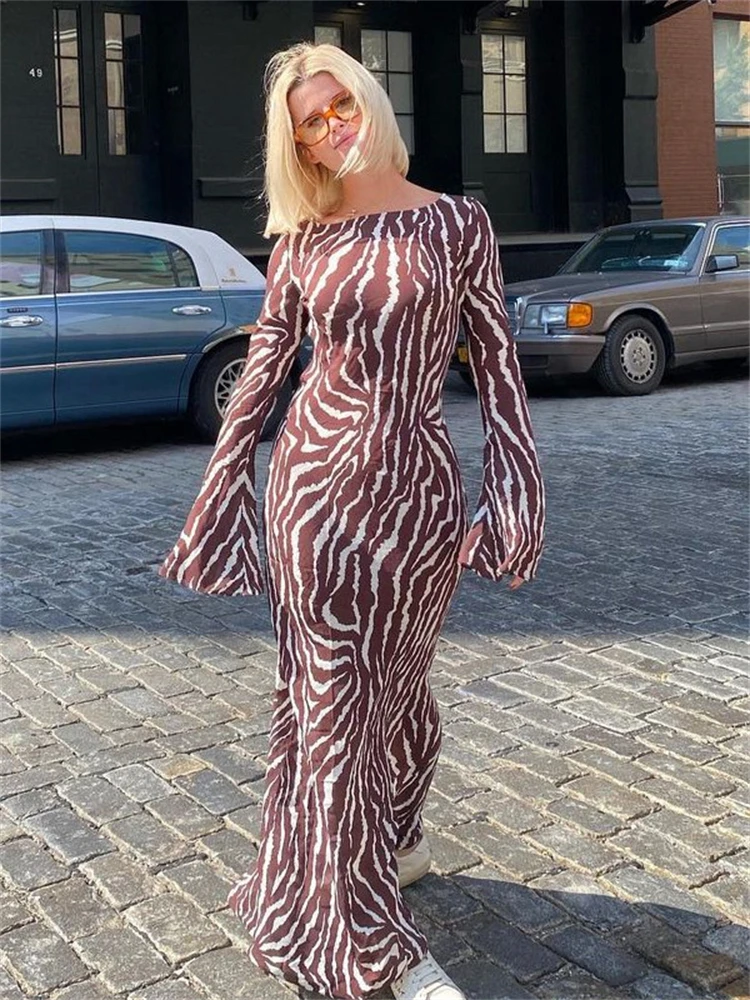 

Платье женское длинное осеннее Облегающее с длинным рукавом и круглым вырезом