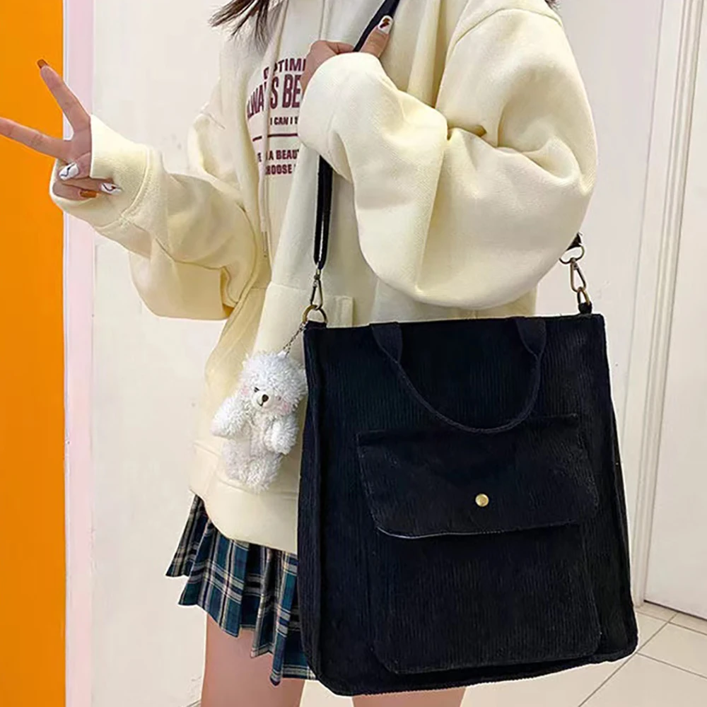 

2023 Women Bag Corduroy Large Crossbody Small Girls Handbags Eco Organizer Accessories Bear and Frog Shopping Shoulder Bags Tote