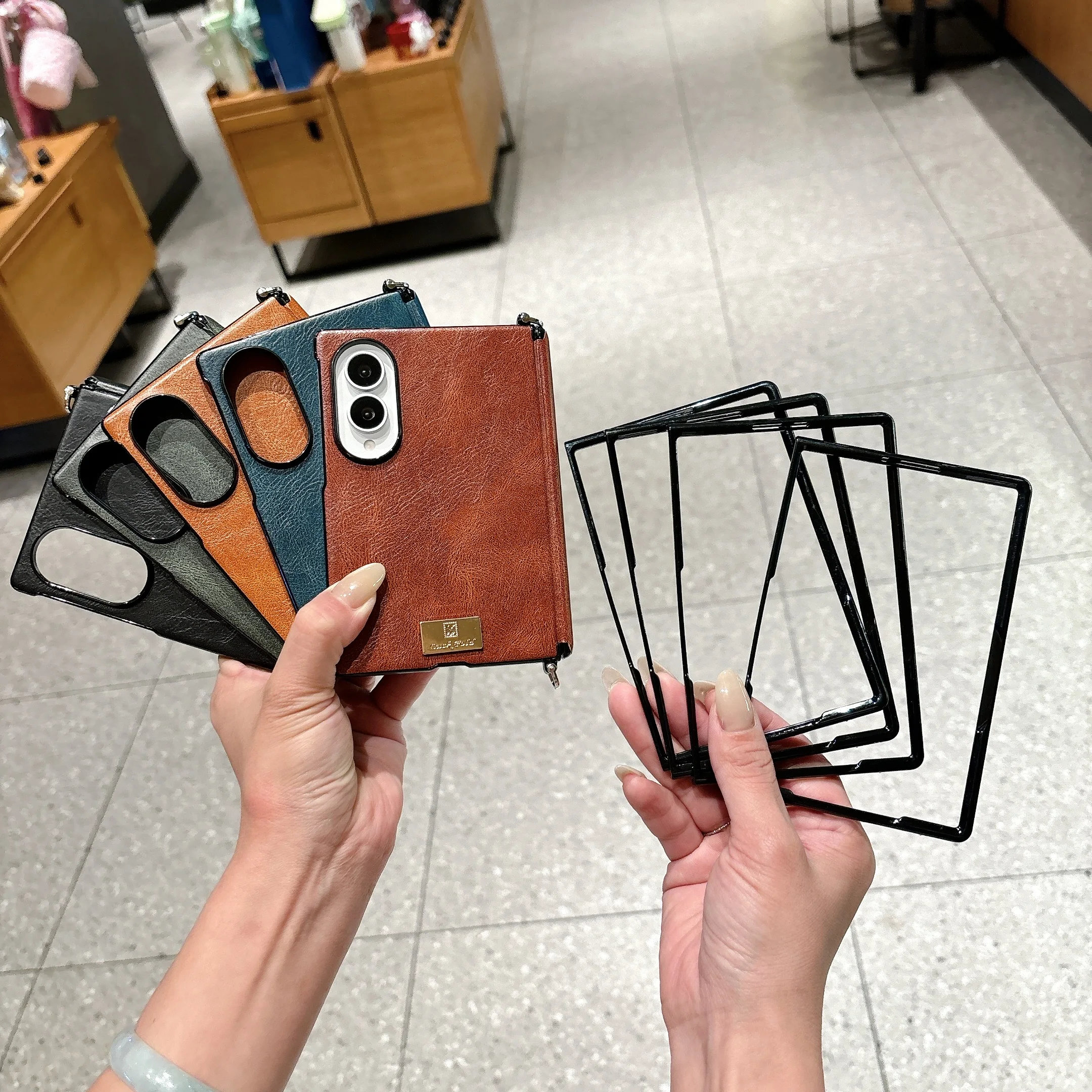 Premium Crazy Horse Textured Leather Phone Case with Wide Hinge Protection and Shockproof Camera Bump
