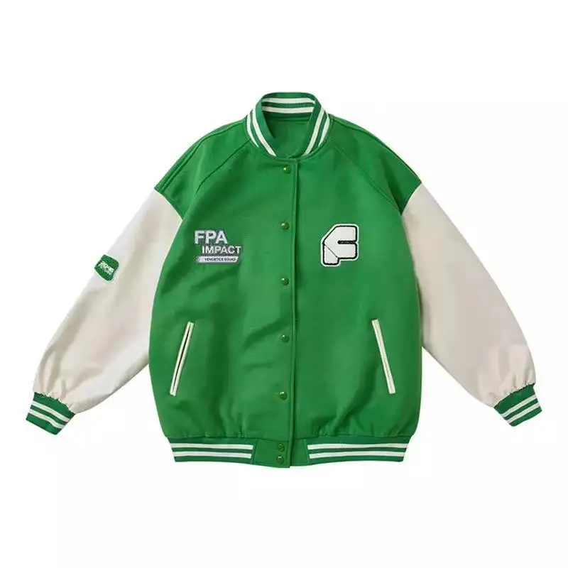 

American Style Embroidery PU Leather Baseball Jacket Men Coats 2022 Autumn Winter New Fashion School Uniform Pockets Jackets