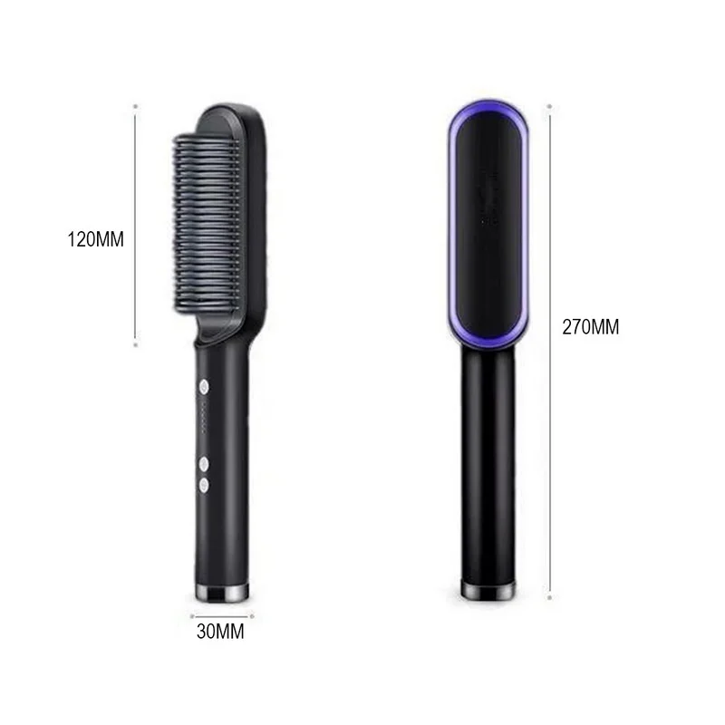 2-In-1 Heated Hair-Straightening & Styling Brush