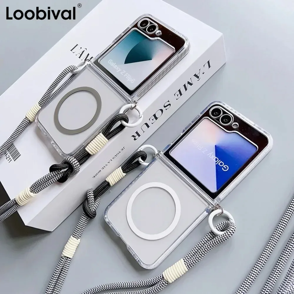 Magnetic Crossbody Lanyard Phone Case with Transparent Dual-Color Design