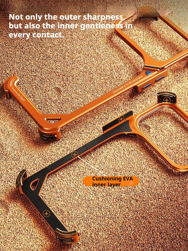 Eary 9-Shaped for iPhone 17 Pro Max 17 Pro Phone Case for Magsafe Wireless Charging With Lens Holder Stand Metal Frameless Shell