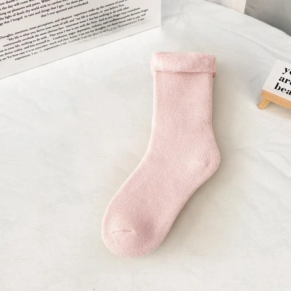 

Women Warm Socks Thick Warm Mid-tube Socks with Anti-slip Ankle Protection Cozy Elastic Odor-free Winter Footwear Lady Floor
