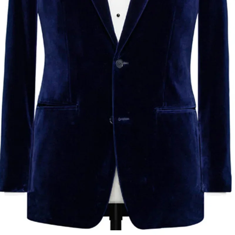 Velvet Men Suit Jacket for Prom Wear Dinner 1 Piece Royal Blue Smoking Blazer Notch Lapel Male Tops Coat American Fashion