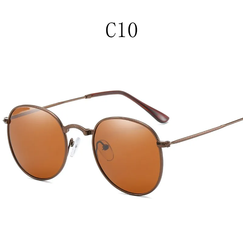 Classic Vintage Round Polarized Sunglasses Men Brand Designer Polaroid Sun Glasses Women Metal Frame Black Lens Eyewear_voghion.com