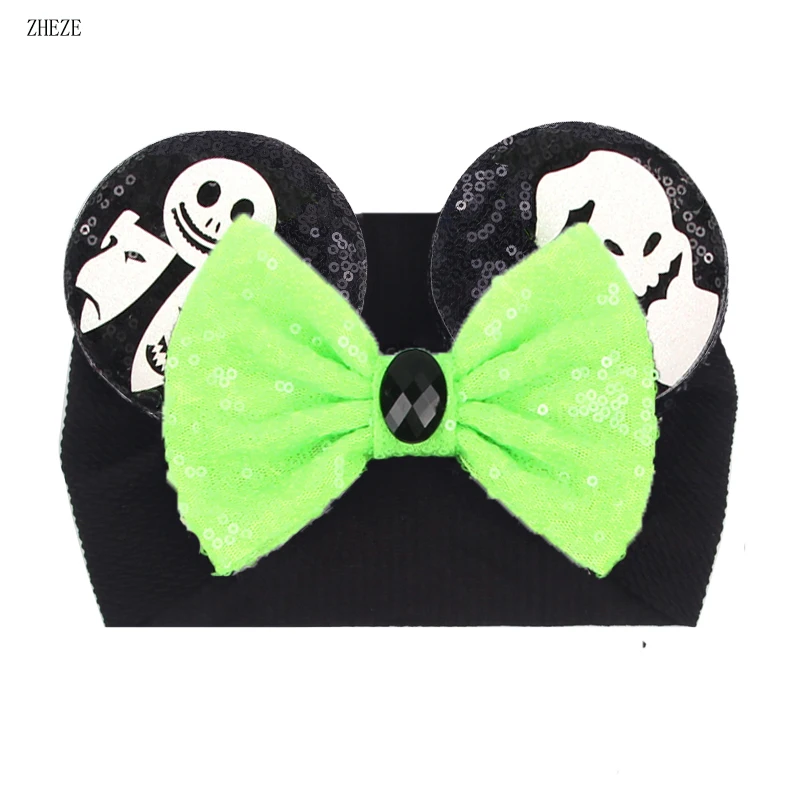2024 neue Design Maus Ohren Headwrap Für Baby Herbst Winter Mädchen Pailletten Bogen Stirnband Turban Weihnachten Party DIY Haar Zubehör – Detail 12