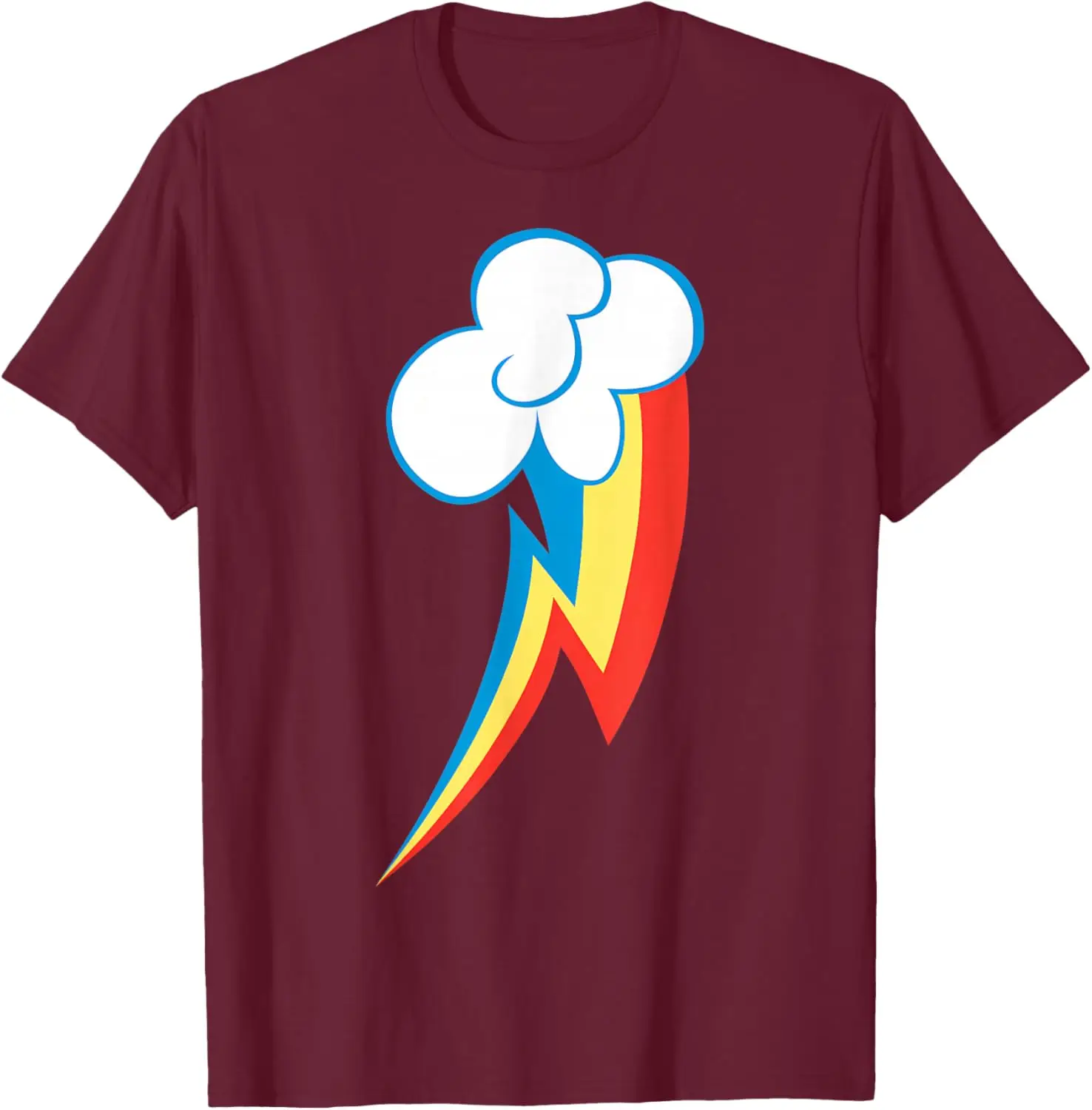 Rainbow Lightning Cloud Graphic Tee - Breathable Cotton Short Sleeve Shirt