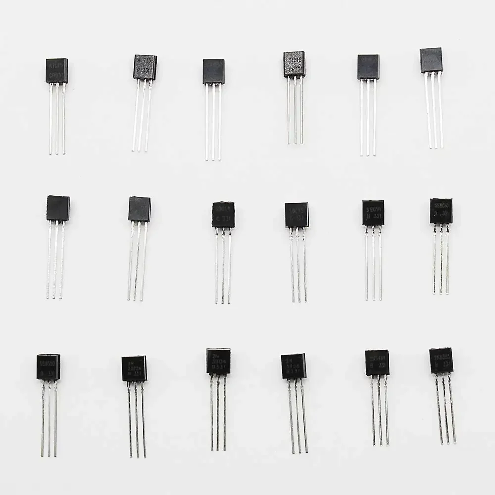 900pcs BJT Transistor Transistors Kit MOSFET Transistor 2N2222-S9018 Transistors Box Pack NPN PNP TO92 Assorted Kit 18 values*50pcs S9015 S8050 S8550 2N3904 2N3906