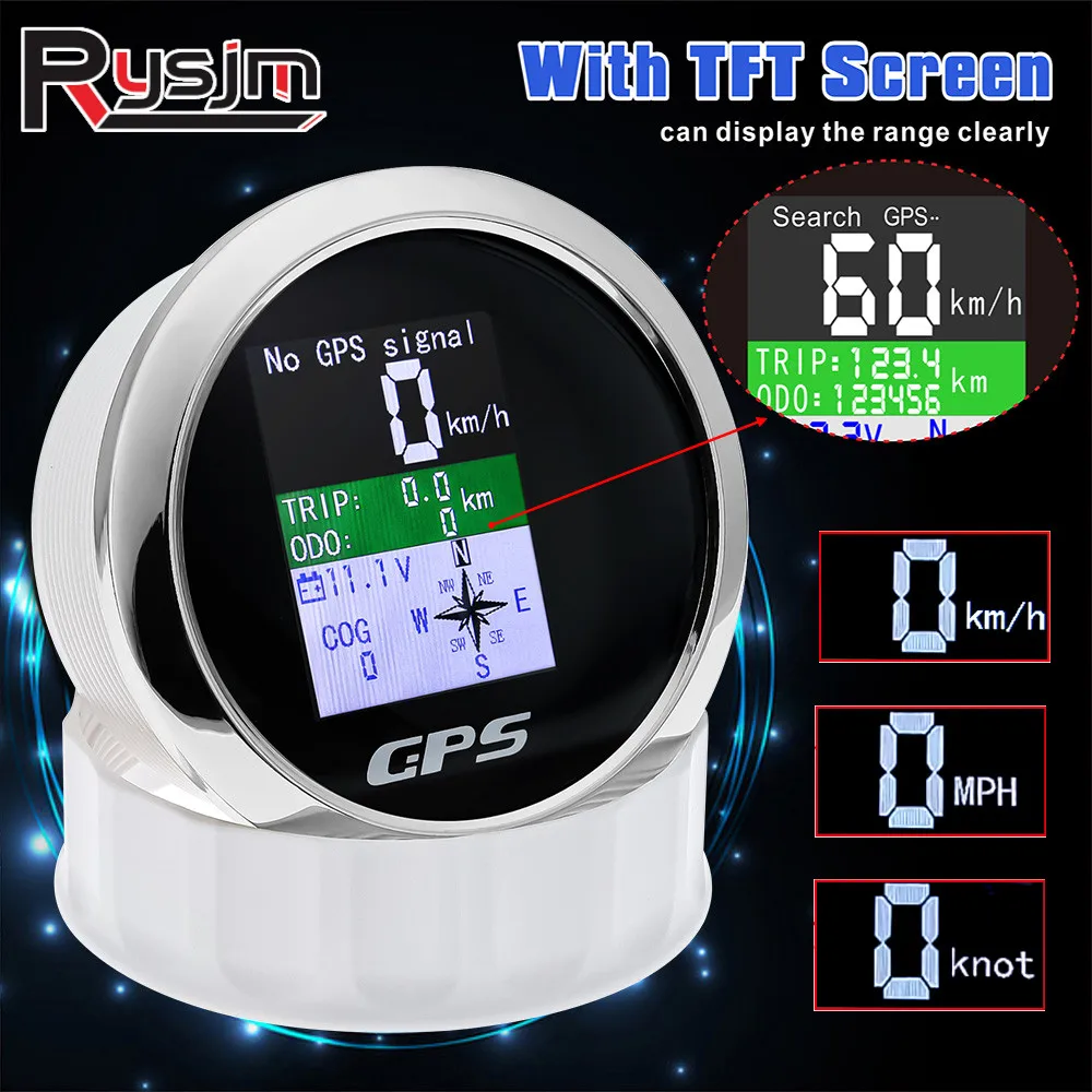 Tachimetro Gps Digitale Da 85Mm Contachilometri Voltmetro Misuratore Di Velocità Schermo Tft Con Antenna Per Camper Camper Camper 12V 24V