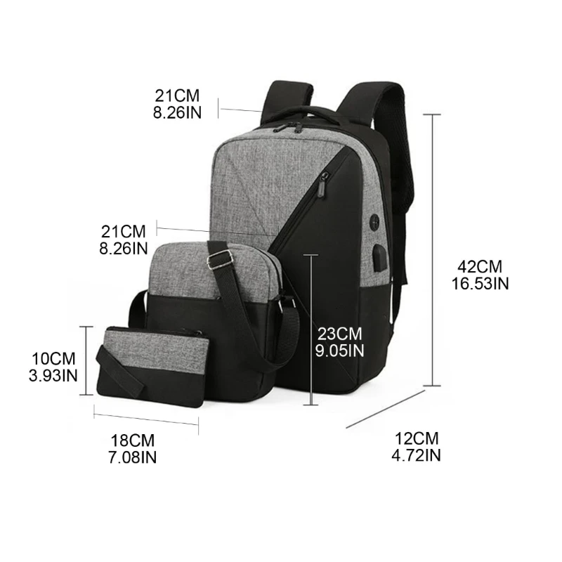 3pcs Backpack Shoulder Bag Pencil Case School Bookbag Daypack for Teenager
