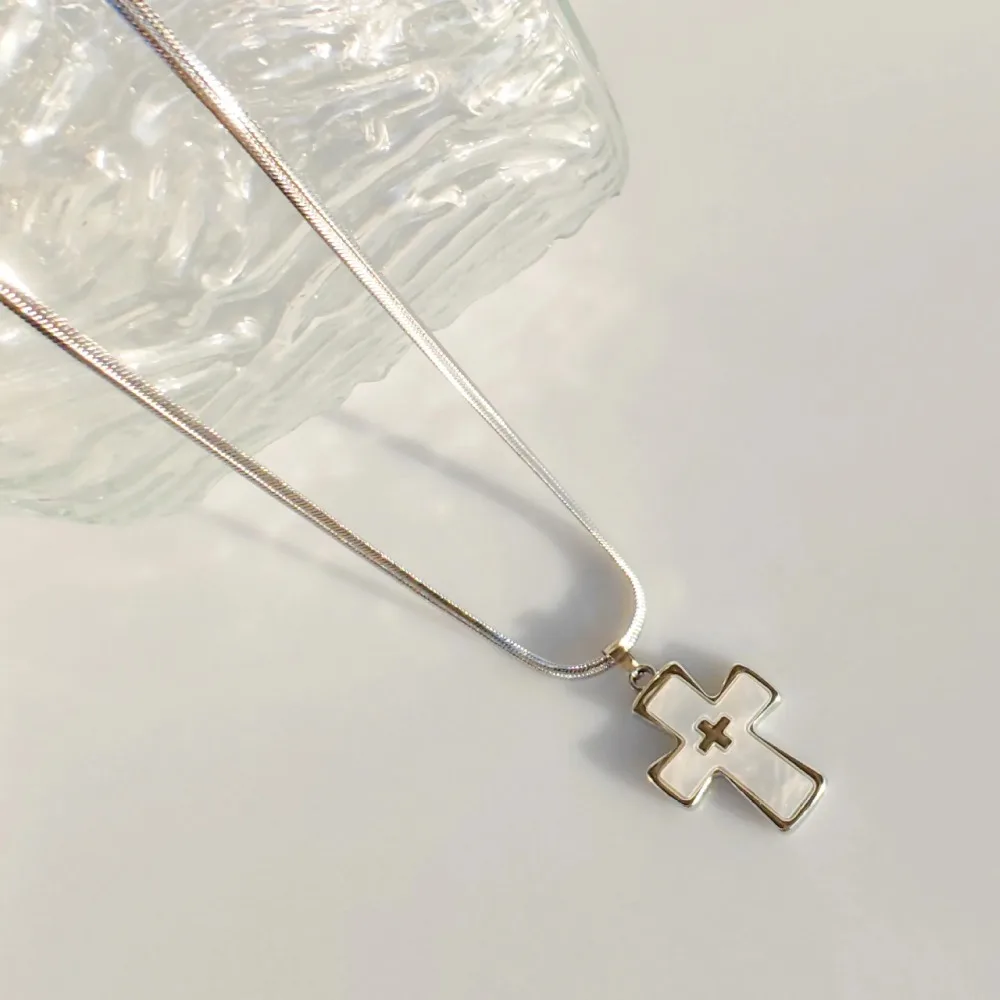 Gothic Cute Y2K Pink Drip Oil Cross Necklace for Women Punk Flat Snake Bone Chain Necklace  Jewelry Acssesories