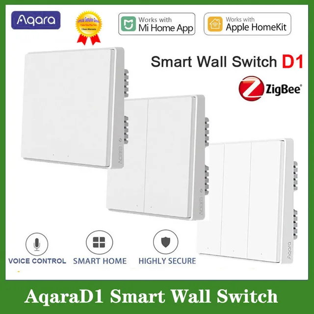 Aqaraสมาร์ทสวิทช์D1 Zigbeeสวิตช์ไฟไร้สาย 3 ปุ่มพร้อมNeutral Voice ControlสําหรับXiaomi Mijia Mihome HomeKit 1