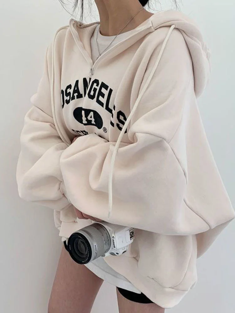 

Autumn Winter Oversized Hoodies Women Vintage Korean Fashion Streetwear Hooded Aesthetic Pullover Female Sweatshirts