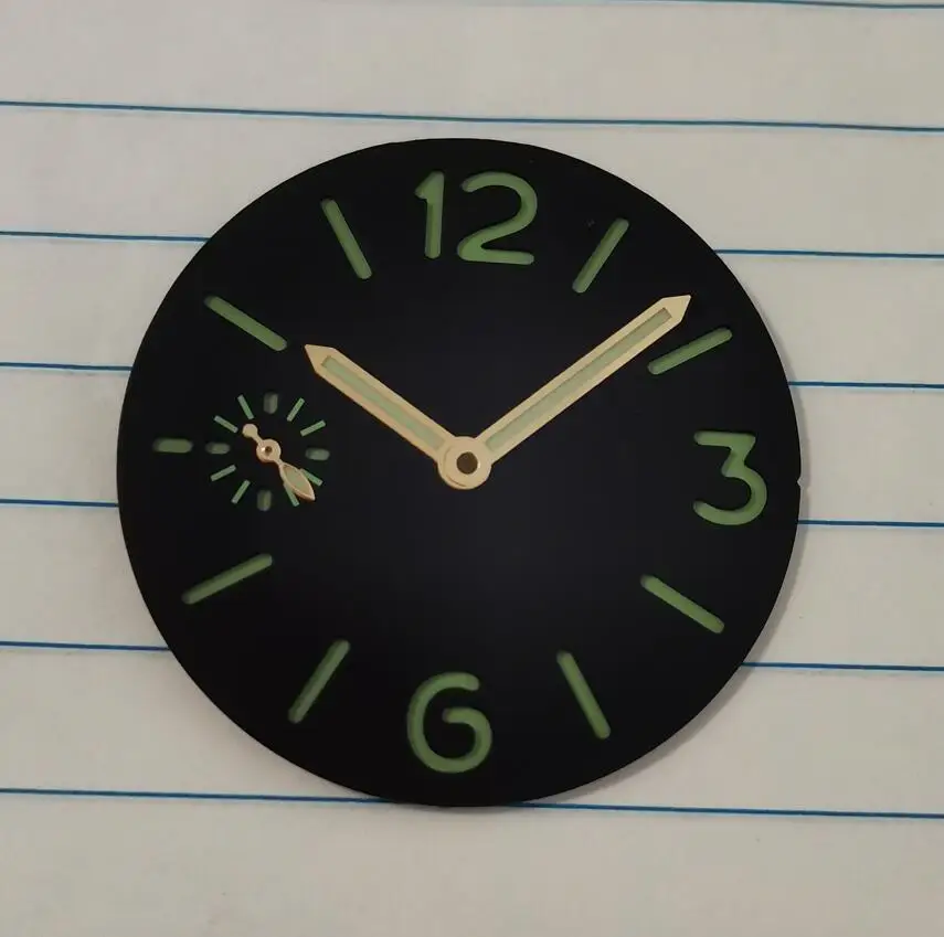 

Watch parts Watch dial Watch hand 36mm Double-deck Sandwich black dial green number Suitable for eta6497 seagull ST3600