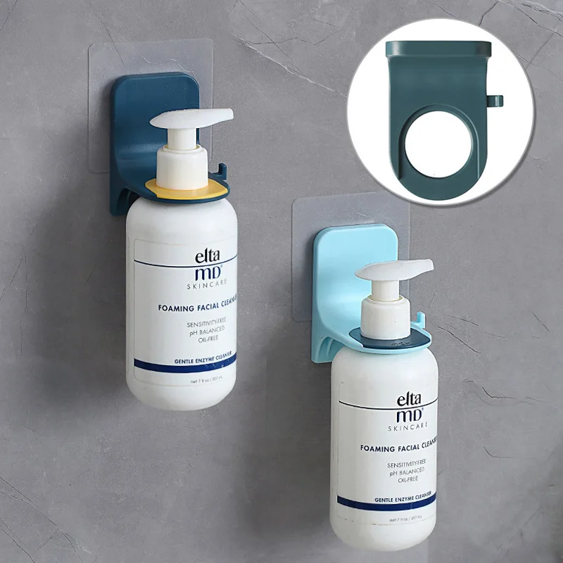 

Bathroom Shampoo Soap Liquid Bottle Hanging Holder Wall Mounted Hanger No Drill Paste Glue Bracket Hook Shower Gel Bottle Rack