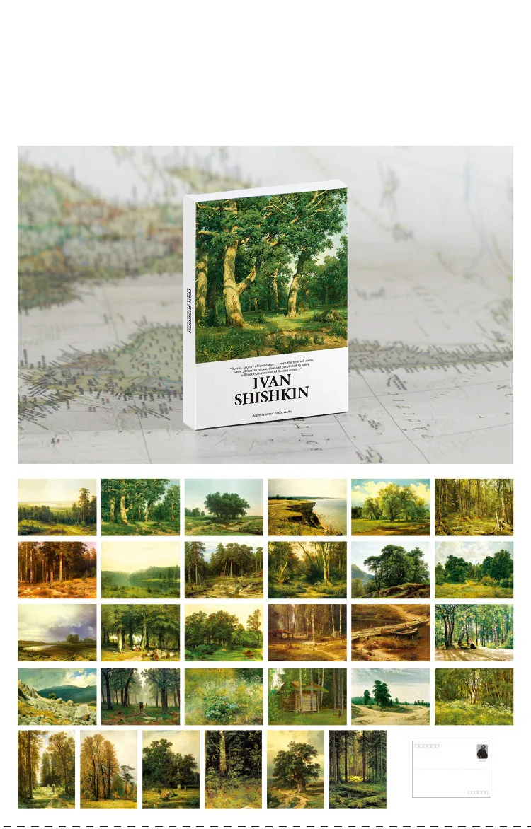 30 teile/los Kunstmuseum Serie Postkarten Malerei Gruß karte Boxed Wunsch karte Englisch Postkarte Mode Geschenk Nachricht Dekoration – Detail 12