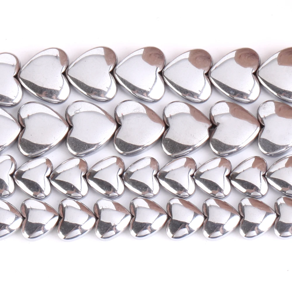 6/8mm Überzug Gold Silber Bunte Herzform Natürlicher Hämatit Stein Lose Spacer Perlen für Schmuck Machen DIY Armband – Detail 11