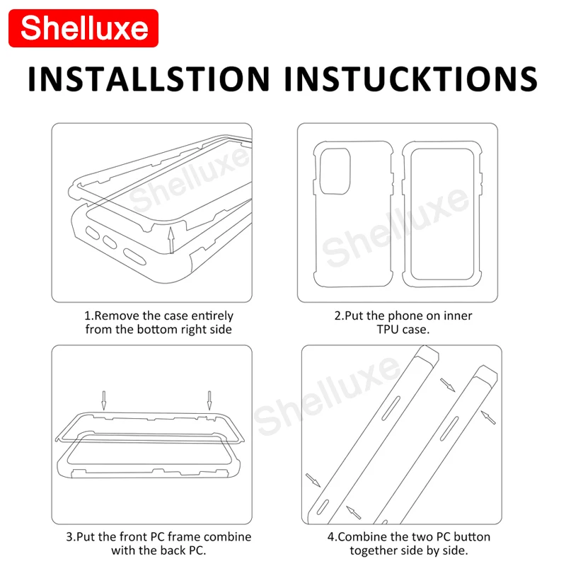 360 Full Body Front+Back Clear Case Shelluxe For Xiaomi Redmi Note