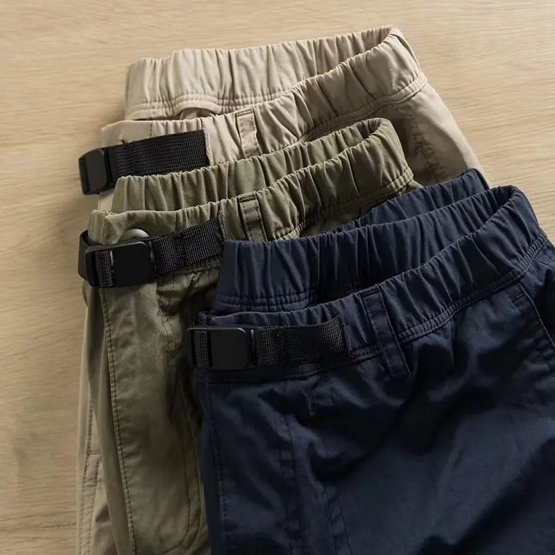 Seasonal Men'S Trend Loose Shorts, Five-Piece Pants, Casual Sports Pants, Buckle Belt, Wear Pants For Men