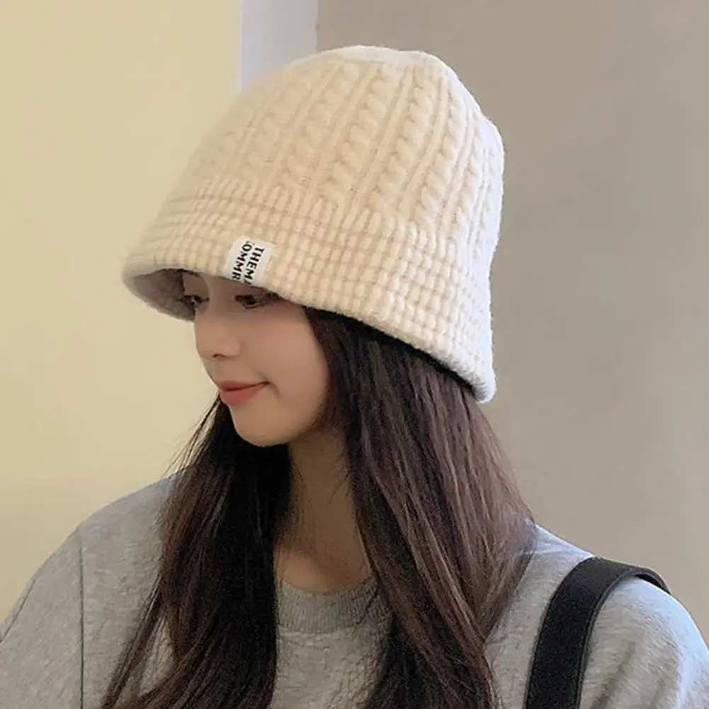 

Knitted Hat Women Beanie Soft Knit Women's Winter Bucket Hat with High Elasticity for Outdoor Sun Protection Warm for Cold