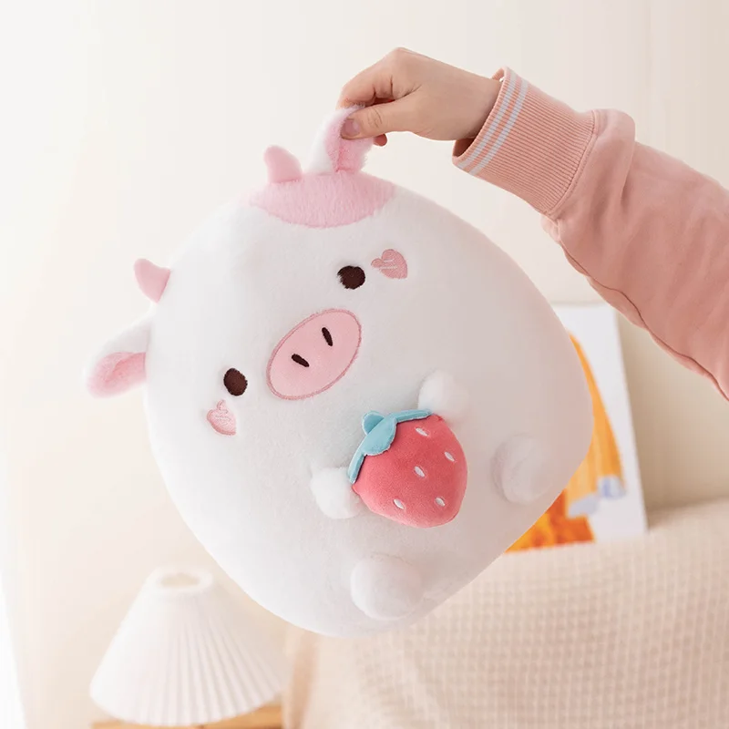 Round Adorbale Furry Plush Cow Cat Simulated Toy Stuffed Fat Cartoon Animal Doll Sleeping Pillow Cushion Children Gift Christmas 6