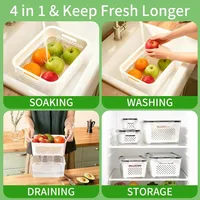 Conteneur de stockage alimentaire pour réfrigérateur avec couvercle filtrant, garde les fruits, les légumes, les baies et la viande frais plus longtemps, conteneur en plastique 3
