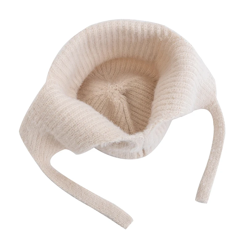 New Women Cute Earflap Winter Hat Fashion Faux Fur Knitted Hat Kpop Style Soft Beanie Hats Female Streetwear Cap