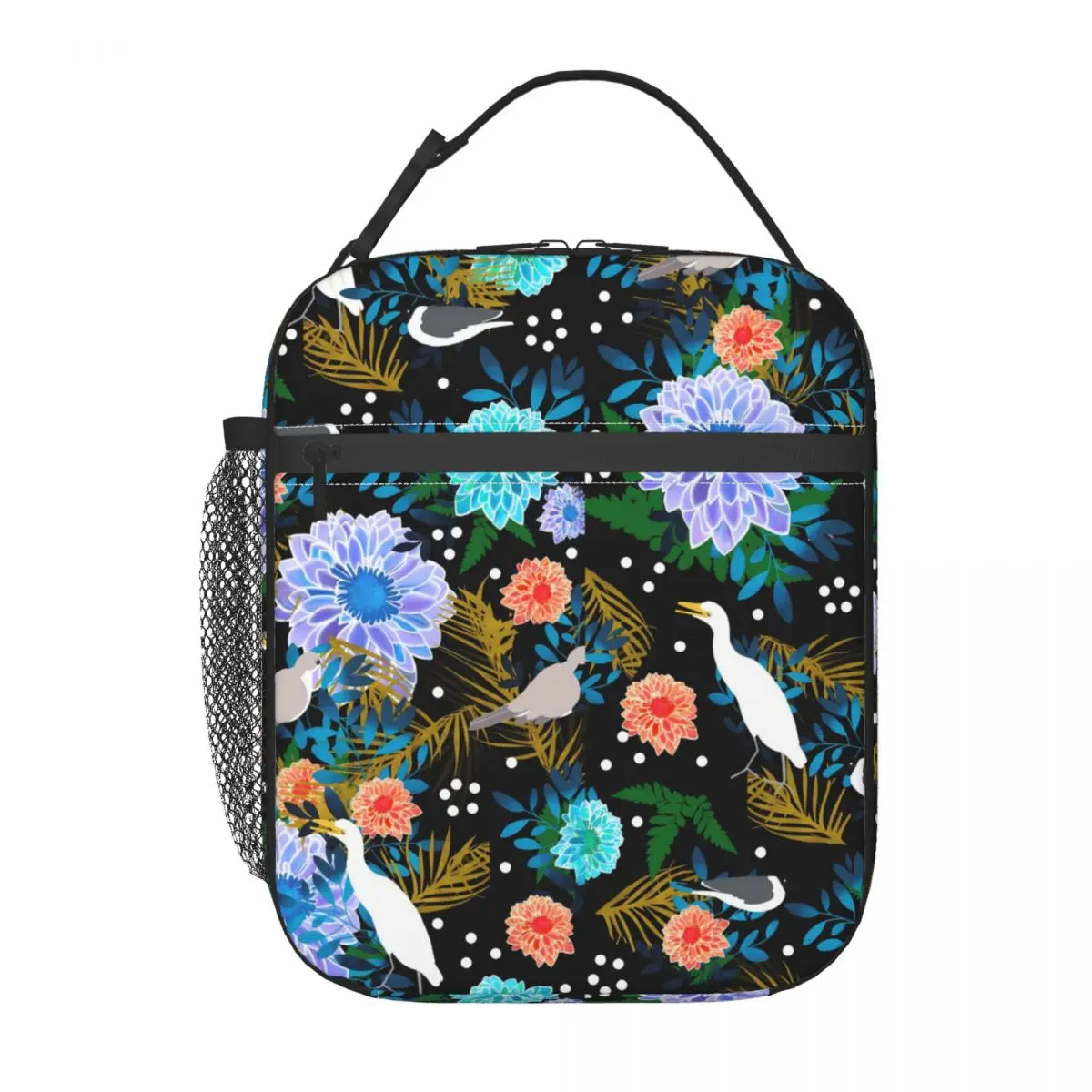 

Lunch Bag Tropical Floral Convenient Lunch Box For Child Birds Picnic Cooler Bag Casual Waterproof Tote Food Bags Christmas