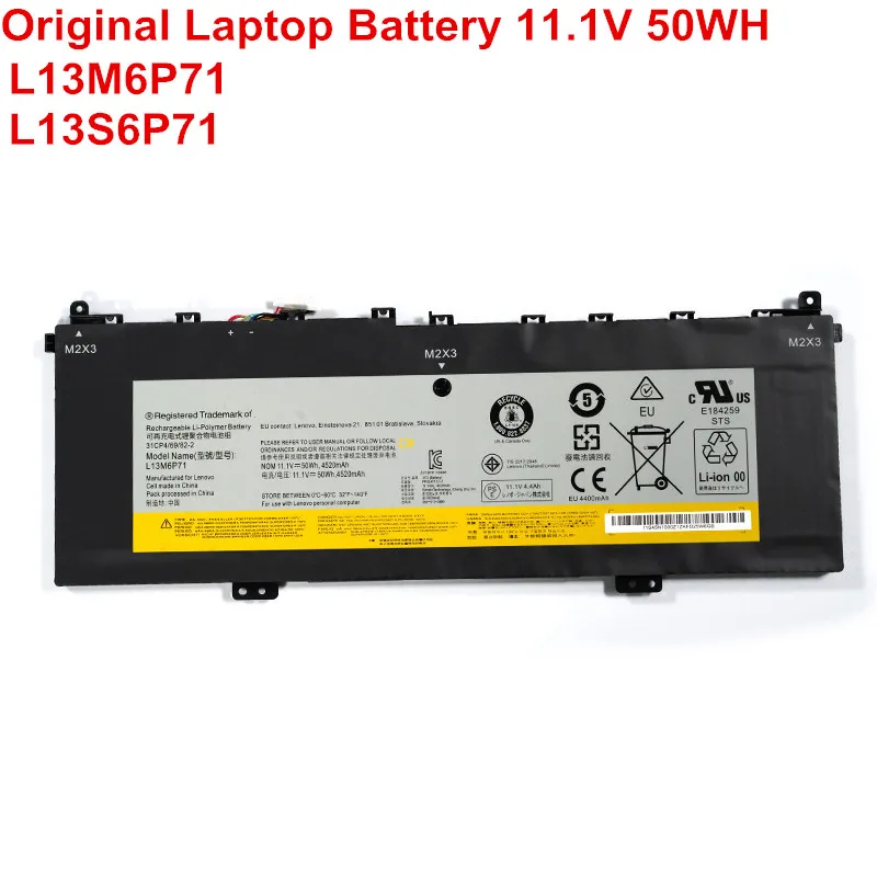 

11.1V 50Wh 4520mAh Genuine L13M6P71 L13S6P71 Laptop Original Battery For Lenovo IdeaPad Yoga 2 13 Series Notebook 31CP469/81-2