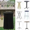 2 Pcs Cocktail Table Covers 32"x 43" Spandex Stretch Round Tablecloths Skirt for Fitted High Top Table Bar Banquet Wedding Party 4