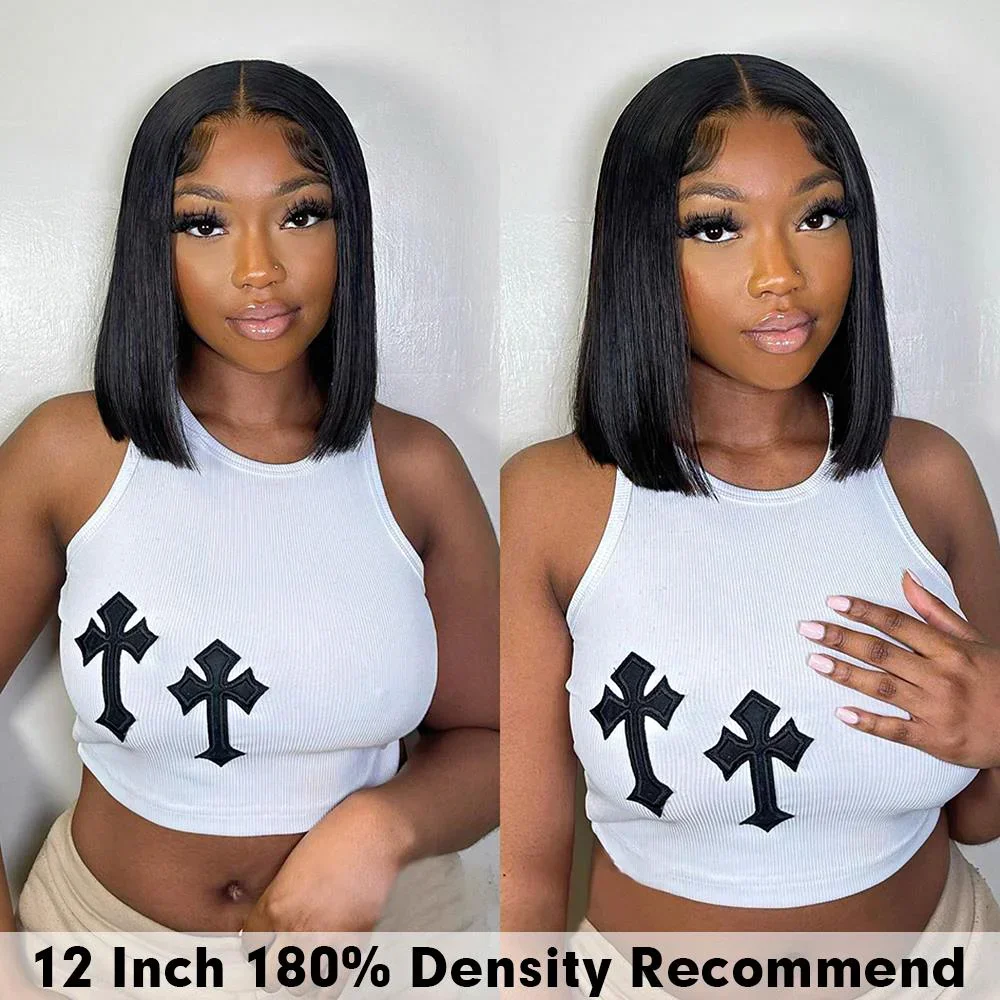 Human Hair Wig Glueless Bob Wig Lace Front Short Bob Straight 13x4 HD Transparent Lace Frontal