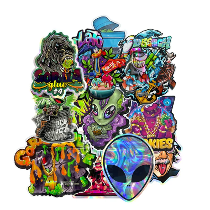 

Wholesale Special-shaped Zip Lock Mylar Bags Laminated Foil Laser Rainbow Plastic Zipper Pouches Die Cut Shape Smell-proof Bag