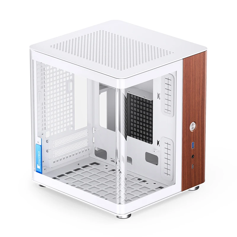 Jonsbo Tk-0 Ocean View Room Itx Chassis Curved Glass Walnut Aluminum Compatible Sfx Power Supply Computer