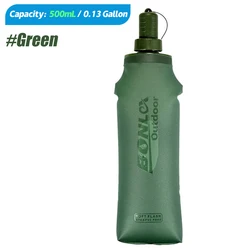 Portable TPU Water Soft Flask - Collapsible BPA - Free Leakproof Bottle (Green - 500ml)