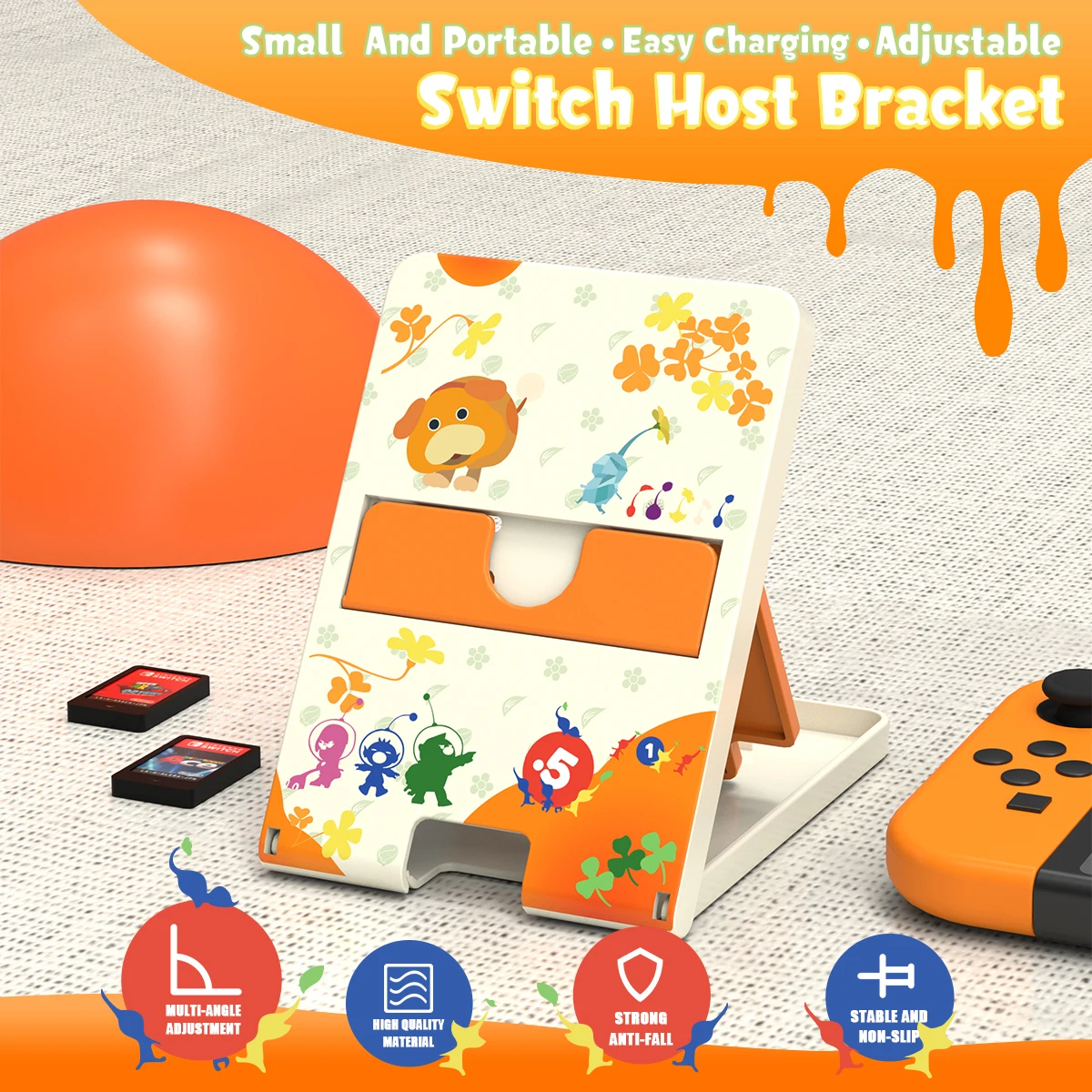 For Pikmin Game Skin Shell Carry Case Switch Oled Console Protective Cover Case with 4 Analog Caps for Nintendo Switch Oled