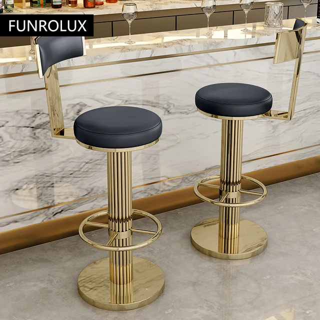 Golden Swivel Counter Bar Stool - Stainless Steel Kitchen Chair