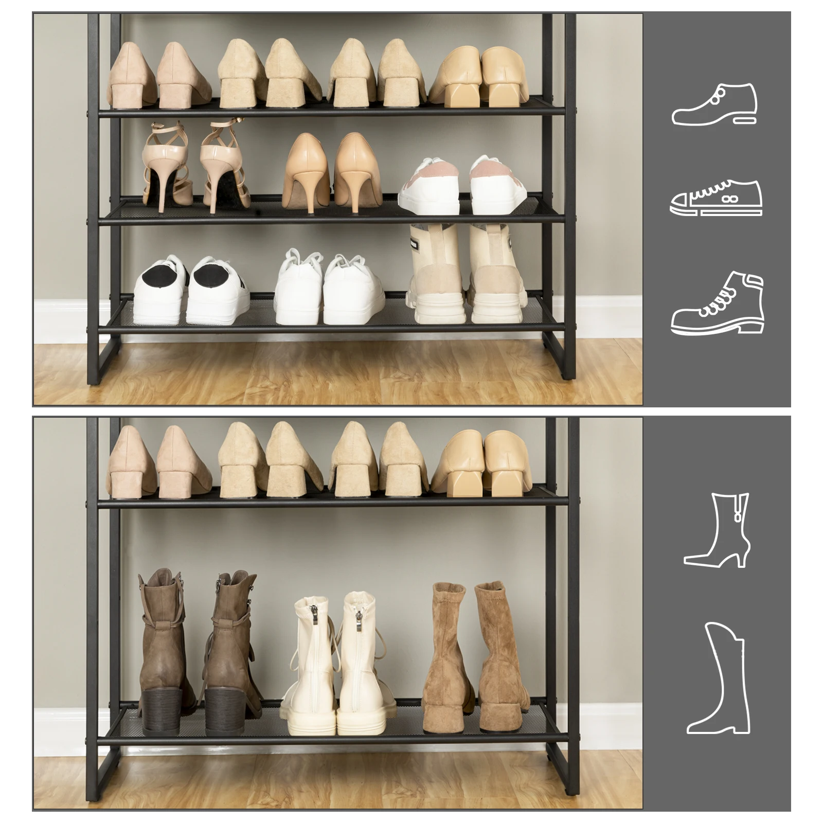 HOOBRO 4-Tier 16 Pairs Shoe Rack & Reviews