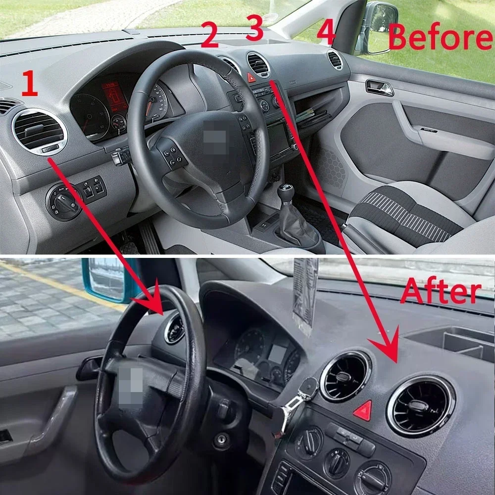 Car Air Conditioning Vents Central Fron Dashboard A/C Vent Outlet Turbo Modified Trim For Volkswagen VW CADDY 2004-2010 ac air conditioner vent grille