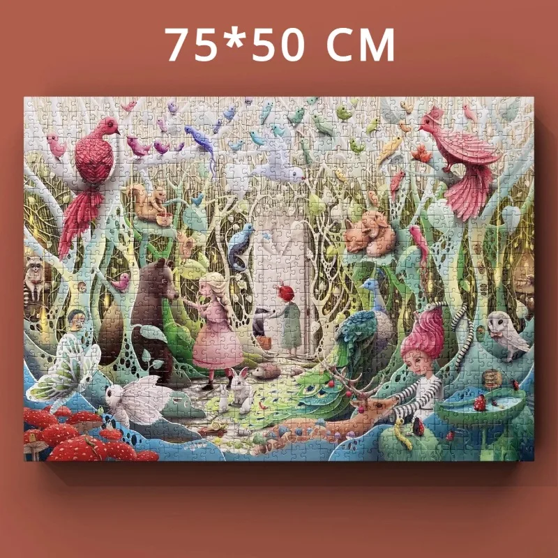 75*50cm Paper Jigsaw Puzzle 1000PCS Fairy Land Cartoon Adults Stress Relief Children Educational Entertainment Toys Christmas 3