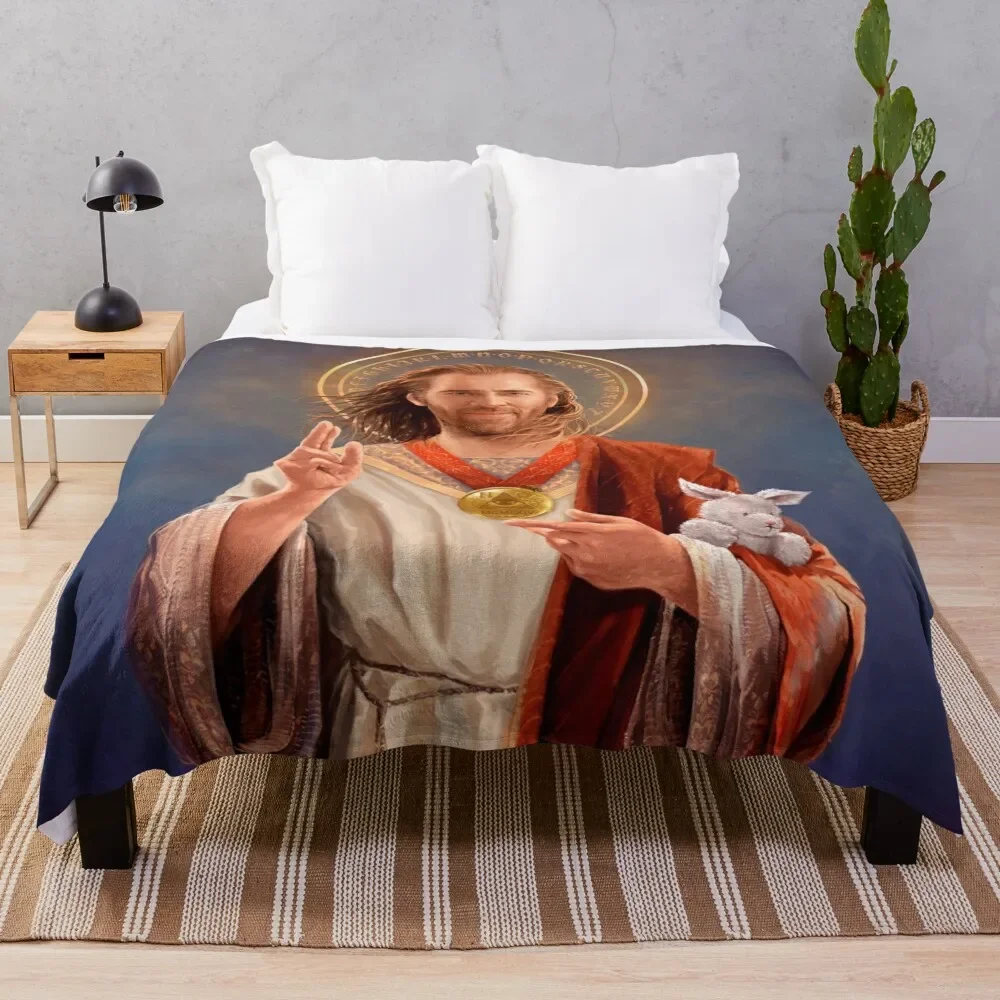 

Nicolas Cage Saint Nicolas of Cage - Nic Cage Original Religious Painting Throw Blanket Sofa Quilt Sofa Blanket