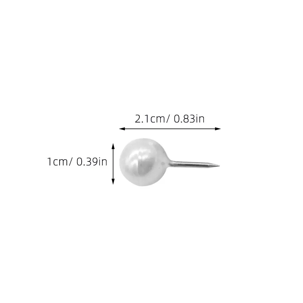 100개입 화이트 원형 푸시핀, 우아한 인조 진주 헤더핀, 코르크보드, 사무실, 가정, 사진, 메모, 노트, 디스플레이용 핀
