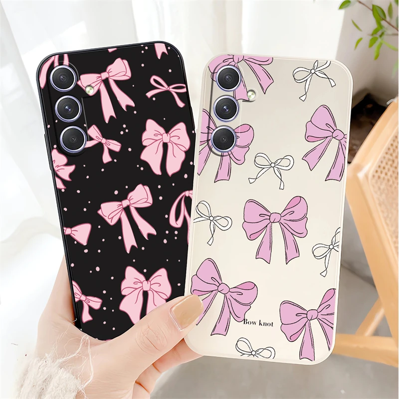 Shockproof Soft Silicone Phone Case with Pink Bow Knot Design